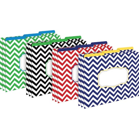 Barker Creek Nautical Chevron Designer Letter-Size File Folders, Multi-Design Set, 12/Package 1332